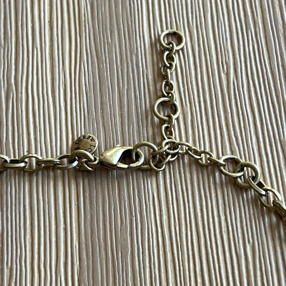 J Crew Gem Statement Necklace Coral Gray Crystal Gold Tone - Picture 6 of 8